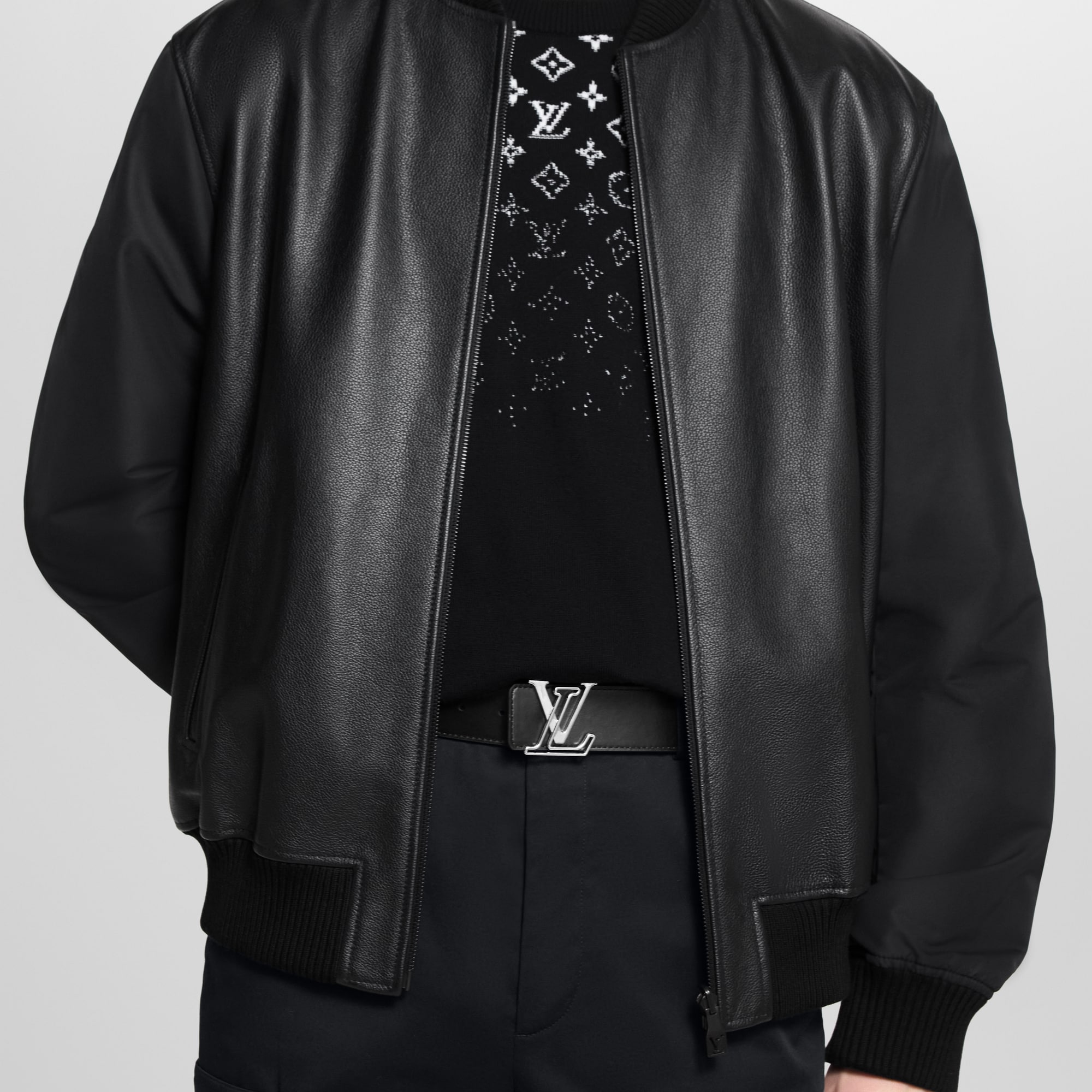 LOUIS VUITTON ブラックジャケット 40 LV Line 40mm Reversible Belt Monogram Eclipse Canvas - Men